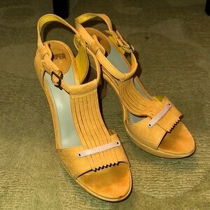 Camper Yellow Heels with Straps and High Wedge